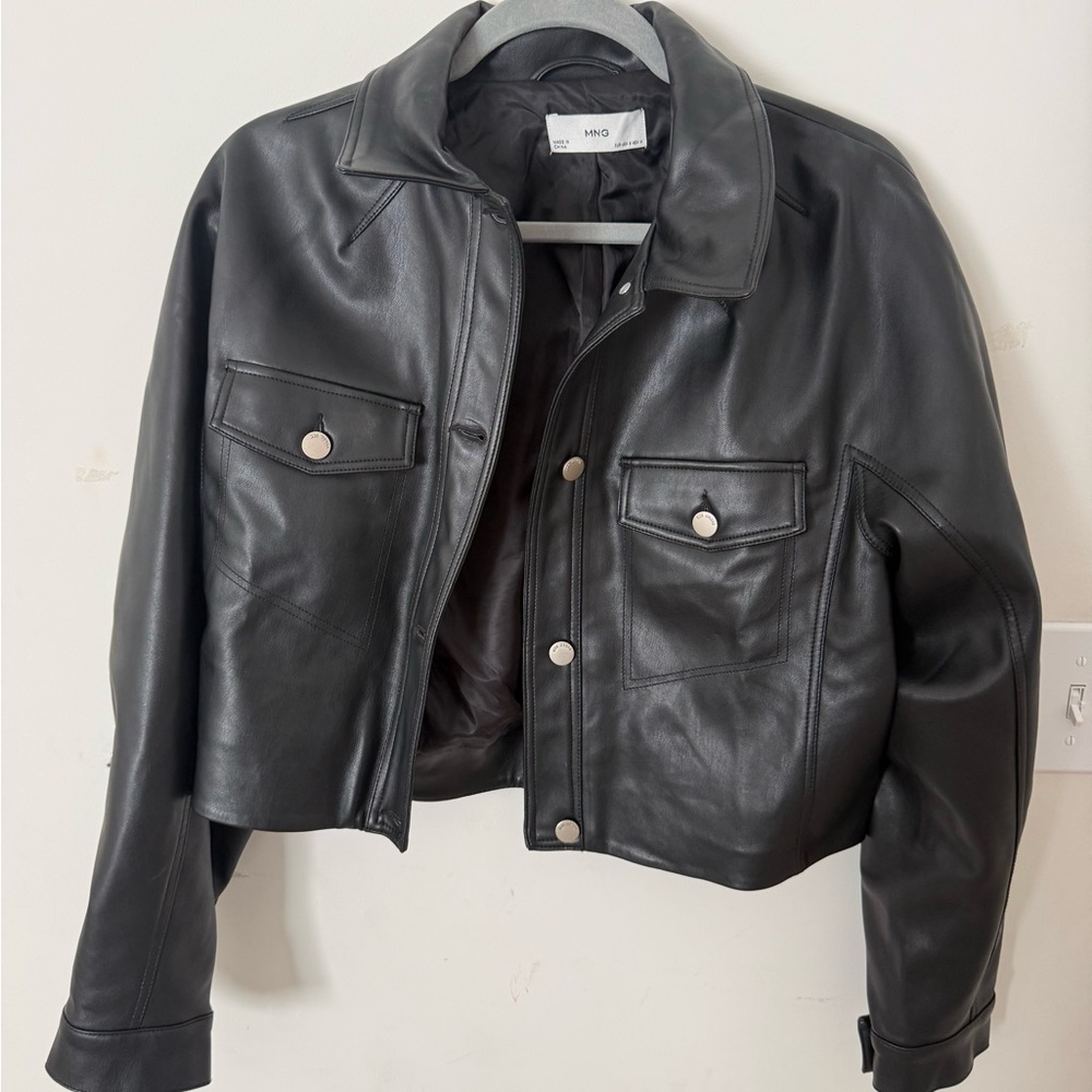 Mango Black Leather Jacket